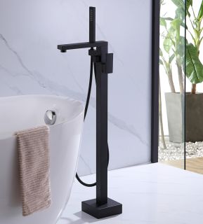 Напольный смеситель для ванны ABBER Daheim чёрный матовый AF8215B